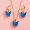 Boucles d'oreilles collier ensemble de bijoux de mode coloré papillon cristal strass Zircon couleur or boucle d'oreille SetEarrings