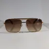 Square Sunglasses Attiture Gold Metal Brown Grandient Accessorie Men Eyewear UV Ochrona obiektywu z Box8706180