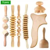 TCARE 7PCS/세트 목재 요법 마사지 Gua Sha Tools, Maderoterapia Colombiana, 림프 배수 마사지 롤러 치료 컵 220512