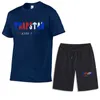 스포츠웨어 패션 디자이너 남성 Tracksuits 여름 셔츠 2022 TRAPSTAR 인쇄 된 두 조각 남성 브랜드 티 코튼 반팔 티셔츠 반바지