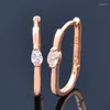 Hoop & Huggie Water Drop Shape Cubic Zirconia Earrings For Women 585 Rose Gold Color Jewelry Wedding 2022 Trend ZD1 LK6Hoop Odet22