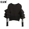 eam spring round neck long long solid color gauze splish distic sweatshirt women fashion jc509 201210