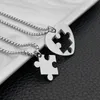 Silver puzzle stitching pendant necklace fashion trend stainless steel couple girlfriend jewelry friendship gift for men women