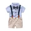 Conjuntos de ropa Bebé niño caballero ropa conjunto traje de verano para niño niño fiesta formal arco body 0-24 meses ropa a rayas infantil ropa