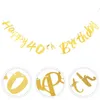 Bannière de décoration de fête d'anniversaire, décorations de 40e anniversaire, guirlande de joyeux 40 ans, fournitures de banderoles à paillettes, signe en papier doré