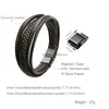 Bracelets porte-bonheur Bracelet homme cuir fermoir magnétique en acier inoxydable Wrap Gen amQXB