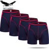 4pcs / Lot Long Boxershorts Sous-vêtements Hommes Boxers Sous-vêtements Sexy Homme Calzoncillos Hombre Heren Mâle Culotte Bambou Homme Cuecas 220423