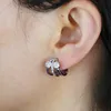 Boucle d'oreille en forme de bande avec Zircon cubique pavé, or et argent, bijoux de mariage pour femmes, vente en gros