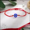 Lien chaîne Bracelets bijoux turc mauvais œil bleu pour les femmes à la main tressé corde chanceux rouge Bracelet femme goutte D Dhjyv