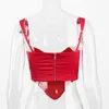 Karlofea Summer y2k Tank Bustier Tube Top Street Wear Women Girls Red Festival Clothing Satin mesh Boned Corset Crop Tops 220325