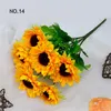 Fleurs décoratives couronnes automne jaune tournesol soie bouquet artificiel pour mariage décorations pour la maison bureau fête jardin DecorDecorativ