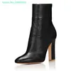 Shiny Chunky Heel Solid Boots Ankle Pointed Toe Side Zipper Concise Leather Women Party Dress Shoes Spring Autume Sliver Black 220514