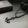 Halsketten mit Anhänger, Anker-Halskette, Wunsch für Männer, schwarzes Nylonseil, verstellbare Kette, nautischer Stil, personalisieren Sie Schmuckstücke aus Edelstahl