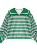 Sweats à capuche pour femmes Sweatshirts Deeptown Preppy Style rayé imprimé femmes Vintage Harajuku col marin vert lâche cordon hauts coréenwo