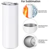 20oz Thermos Water Bottles Sublimation Blanks DIY Printing Lid Straw Big Capacity Stainless Tumblers Car Mugs Powder Coating Outdoor Drinking Cups