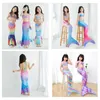 Mermaid 31 Two-Pieces Colors Kids Swimsuits Cute Baby Girls Seven-color Print Rainbow Bodysuits Set With Cap Swimwear Fashion Comfortable