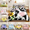 Mignon vache impression housse de couette reine taille Kawaii Highland ensemble de literie roi couette dessin animé animaux de la ferme