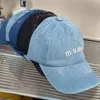 Miu denim baseball cap kvinnor hiphop hat brev mössor för damer män utomhus sommar visir hösten avslappnad snapback sun hat gorras206c