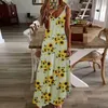 Designer dames casual jurken plus size plulur zomer sexy boho bedrukte lange mouwloze v nek dames losse vestido s-5xl modieuze vrouw lange rokjimk