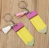 Personalized Pencil Keychain Favor DIY Blank Acrylic Keyring with Tassel Creative Backpack Hanging Pendant ZZE13956