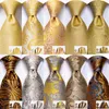 Bow Ties Hi-Tie Luxury Floral Paisley Mens Yellow Gold Tie Gravata Silk Nicktie For Men Business Wedding Slips 8,5 cm bred droppbåge