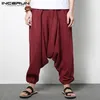 Incerun Streetwear Harem Pants Men Hiphop Drop Crotch Cotton Joggersワイドレッグパンツズボンの男性シックルーズパンタロンHombre 220706