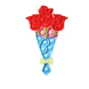Empuje Bubble Fidget Toys Flower Forma de rosa Rompecabezas sensoriales para Valentines Monther Day Popper Squeeze Silicone Decompression Toy Stress Lover