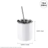 Bicchiere vuoto per sublimazione Bicchieri bianchi in acciaio inossidabile da 10 OZ con cannuccia e coperchio Tazze da caffè Tazze per Cricut Mug Press Stampa a sublimazione