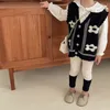 Spring Knit Cardigan Fashion Children Girls Flower Knitted Vest Jacket Kids Baby Vneck Sweater 220812