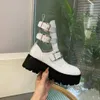 2022 new leather thick-soled Martin boots women's summer waterproof platform thick-heeled Roman hollow boots belt buckle ankle