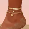 女性向けのアンクレツフイタンマルチレイヤーチェーンファッションベアフットサンダルブレスレット足首の足首のビーチアクセサリーフットジュエリーkirk22