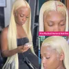 Perruque Lace Frontal Wig naturelle lisse, cheveux humains, blond 613, 30 pouces de Long, avec Closure, pour femmes noires, perruque de fête Cosplay