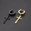 Hoop huggie koreanska mode kors hängande örhängen för män kvinnor punk rostfritt stål piercing personlighet smycken par gåvor