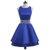 Party Dresses 31014ht Satin A Line Round Neck Homecoming Sleeveless With Crystal Sashes 2022 Girls Robes Frocks