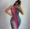 Vrouwen sexy bodycon jurk dames mouwloze chique horizontale streep patroon potlood zomerclub kleding feest mini es 220613