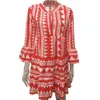 الفساتين غير الرسمية Sundress Women v-de-jock print print fress flare sleeve mini puledy boho leisur