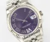 EWF 31mm 278273 Eta A2688 Montre Femme Automatique Lunette Cannelée Violet Diamants Romains Cadran JubileeSteel Bracelet Super Edition Avec Garantie Timezonewatch B2