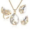 Real gold plated Austrian crystal droplets pendant necklaces earring jewelry set fashion women gift Earrings & Necklace