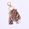 Party Favor New Leopard Print T-shaped Hand Sanitizer Holder with Empty Bottle PU Leather Cover Disinfectant Keychain Pendants GCE13588