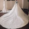 Ny bollklänning bröllopsklänningar långärmad axel rygglös släpande applikation vuxen bröllop ons klänning vestido de novia