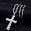 Pendant Necklaces Hip Hop Jewelry Men Necklace Color Gold Sier Tone Crucifix Charm Alloy Cross Be Baby Dhgkr