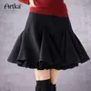 Womens Autumn Casual Solid Style Sheds Double Layer Fish Tail Pleated Woolen Above Knee HalfLength Skirt T200113