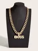 Iced Out Sparking Necklace Bling Baguette Cubic Zirconia Cz Intial Name Boss Letters pendent graduated Necklaces for men boy Charm Hip Hop jewelry BOSS