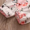 3pcs Autumn Baby Girl Roupos Set Tops Rosa Palnta Floral Ponta de cabeça Cute Cute