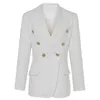 Est Runway Designer Blazer Metal Buttons Shawl Collar Wool Blends Tweed Coat Fashion Women