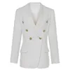 EST Runway Designer Blazer Metalowe Przyciski Szal Collar Wool Mieszanki Tweel Płaszcz Kobiety