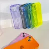 Military-Grade Slim Waist Corners Cases Fluorescence Color Transparent Shockproof Clear TPU Camera Lens Protection For iPhone 13 12 Mini 11 Pro MAX 8 7 Plus