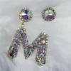 Dangle żyrandol moda luksusowy projekt Letter Kolczyki Kobieta Znakomita bling kryształowy kryształowy biżuteria nośna