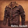 Chaquetas y abrigos para hombre Chaqueta de cuero de gamuza de estilo retro Chaqueta de motocicleta de cuero para hombre Abrigo cálido con forro de piel Abrigo de terciopelo de invierno 220808