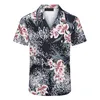 2022 Modna koszulka Summer Hawaiian Floral Letter Print Beach Shirt Men's Designer Silk Bowling swobodne krótkie rękawy azjatyckie rozmiar M-3xl